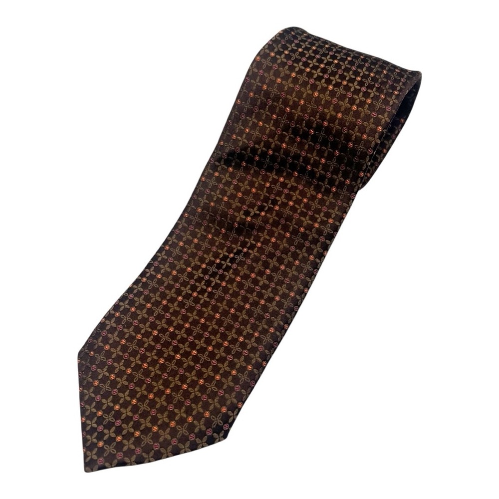 Canali Brown Printed Silk Tie‎